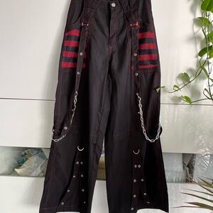 Black and Red Goth Punk Pants with Chains